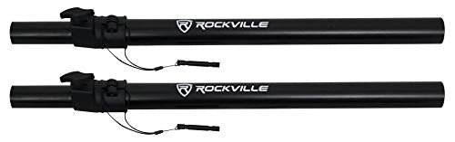 Rockville RVSM1 Black Pair Adjustable Height Studio Monitor Speaker Stands | 33"-45" Height Range, 80 lb Capacity, EVA Isolation Pads, Steel Construction, Security Pin Lock