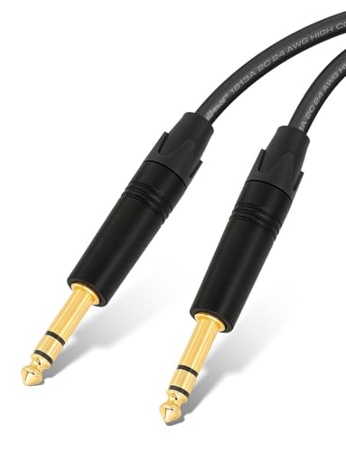 Premium TRS Guitar Cable 6.35mm TRS Balanced Stereo Audio Cable 3FT 2-Pack - size: 3ft