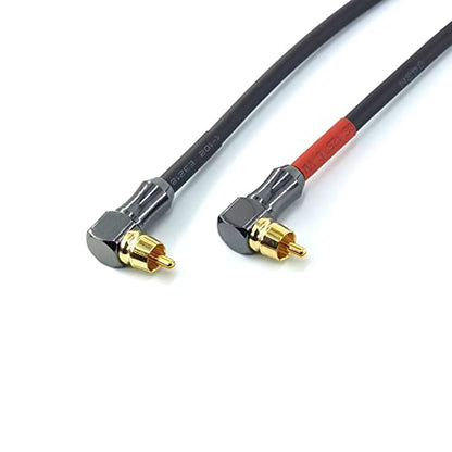 WJSTN-055 90 Degree Right Angle RCA Subwoofer Cable Audio Cable RCA Male to Male Audio Video Cord for Subwoofer, HDTV, Amplifiers,Home Theater,Hi-Fi Systems,Subwoofe 2 Pack (1FT) - size: 1FT