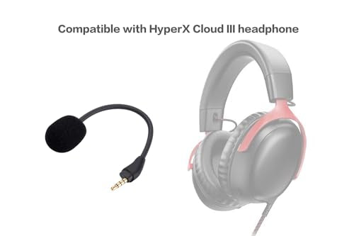 Replacement Game Mic for HyperX Cloud III 3 Gaming-Headset, 3.5mm Detachable Boom Microphone