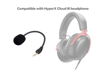 Replacement Game Mic for HyperX Cloud III 3 Gaming-Headset, 3.5mm Detachable Boom Microphone