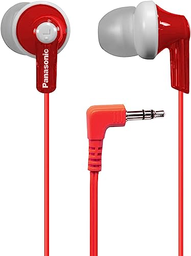 Panasonic ErgoFit In-Ear Earbud Headphones RP-HJE120-R (Red) Dynamic Crystal Clear Sound, Ergonomic Comfort-Fit - color: Red, style: No Mic