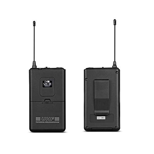 Wireless Microphone System Pro UHF 4 Channel 4 Lavalier Bodypacks 4 Lapel Mic 4 Headsets for Karaoke System Church Speaking Conference Wedding Party