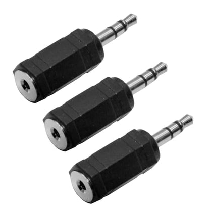 3.5mm to 2.5mm Audio Adapter, Stereo Male to Female Converter, 3-Pack, Black