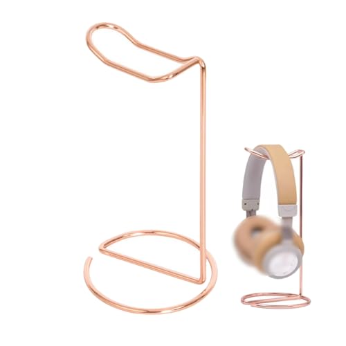 Metal Headphone Stand Headset Bracket Holder,Iron Earphone Display Rack Hanger for Gaming Room Working Table (Rose Gold) - color: Rose Gold