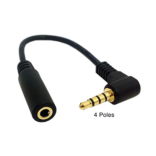 chenyang 2 Pack Headphone/Audio Extension Cable,3/4 Pole 3.5mm Male to 3.5mm Female Audio Stereo Headphone 90 Degree Angled Extension Cable 10cm - color: 2 PACK 3 Pole + 4 Pole