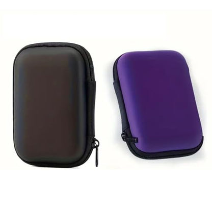 Black and Purple Travel Electronic Organizer Case, Foldable Compact Durable Hard Shell, Portable Storage for Chargers, Headphones, Ideal for Travelers