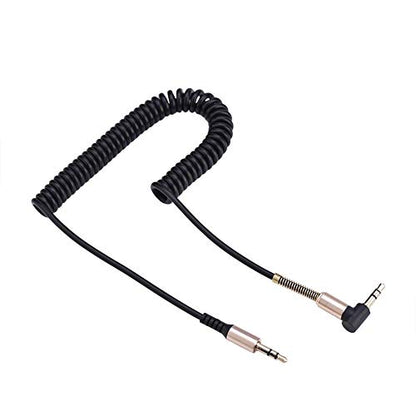 Socobeta Audio Cable 3.5mm Male to Male Spring Aux Cable L-Shaped & I-Shaped Retractable Cord for Car Audio Earphone