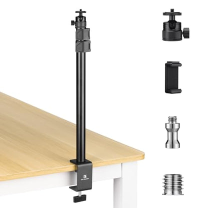 K&F CONCEPT Camera Desk Mount 16"-37" with 360° Ball Head & Phone Clip | Tabletop C-Clamp Adjustable Light Stand for DSLR, Ring Light, Webcam, Live Streaming, Online Teaching TD01 - style: TD01 1-Pack