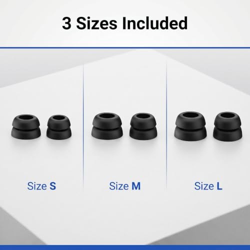 Universal Silicone Double Flange Ear Tips & Anti-Slip Ear Hooks Kit Black | 2 Pairs Ear Hooks + 6 Pairs L/M/S Earbuds Tips Replacement for In-Ear Headphones - color: Black