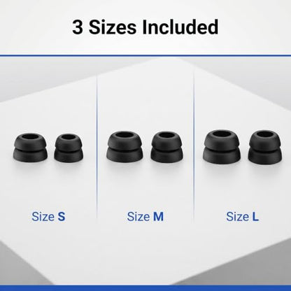 Universal Silicone Double Flange Ear Tips & Anti-Slip Ear Hooks Kit Black | 2 Pairs Ear Hooks + 6 Pairs L/M/S Earbuds Tips Replacement for In-Ear Headphones - color: Black