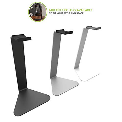 Kanto H1 Universal Headphone Stand - Black - Solid Steel Construction - Curved Silicone Resting Surface - color: Black, style: H1 Universal