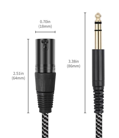 2 Pack XLR Male to 1/4" TRS Stereo Adapter ,3.3ft Balanced for Microphones - color: 3FT, size: XLR Male to 6.35