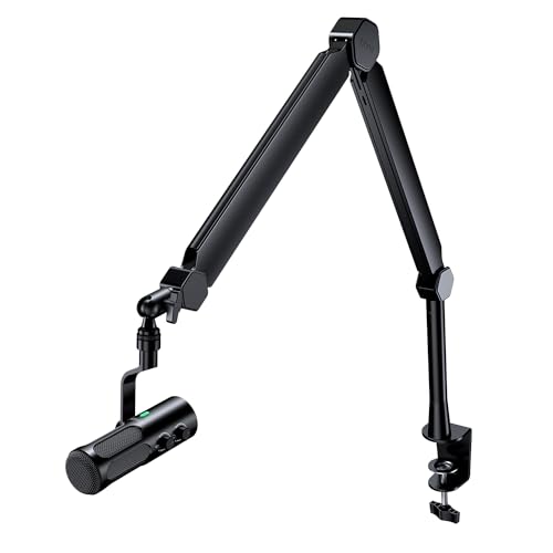 FIFINE Studio Dynamic Mic with Mic Boom Arm Kit, XLR/USB PC Microphone Bundle for Recording with Mute Button, Headphone Jack, Microphone Stand with Extension Tube, Desk Clamp for Vocal(TANK3+BM66T)