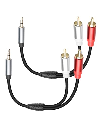 GELRHONR 3.5mm to 2 RCA Audio Cable 1FT, Short 1/8 Aux Male to 2RCA Male Adapter Cable for Smartphone, Tablet, MP3, HDTV and More, 2Pack (3.5mm M to RCA M) - color: 3.5mm M to RCA M
