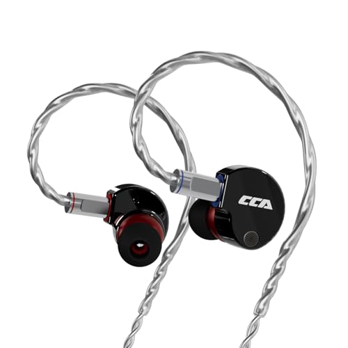 CCA Phoenix in-Ear Monitor Headphones, Dual-Magnet Dynamic Driver IEM with HiFi Clear Sound & Deep Bass, Full-Metal Professional Gaming Earbuds for Musicians, Singers, and Audiophiles(3.5mm Plug) - color: Dark-Grey, style: Without Mic,3.5mm
