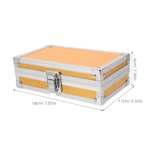 Lockable Equipment Storage Case: 7'' Aluminum Hard Shell Briefcase with Pre-Diced Protective Foam - Carrying Case for Wireless Mic Setups Camera Gear - color: Golden