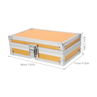 Lockable Equipment Storage Case: 7'' Aluminum Hard Shell Briefcase with Pre-Diced Protective Foam - Carrying Case for Wireless Mic Setups Camera Gear - color: Golden