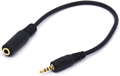 2.5mm Male to 3.5mm Female Cable Headphone Audio Converter | 4 Poles Stereo Adapter(20cm)