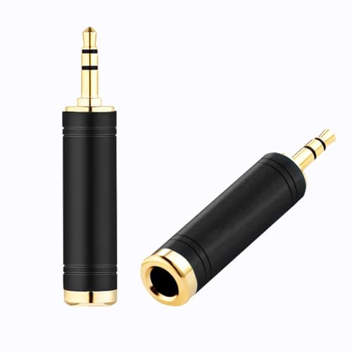 Tisino 1/4" Female to 1/8" Male Stereo Headphone Adapter, Black, 1 Pack | 1/4" to 3.5mm Audio Jack Adapter Aux Converter for Amp/Mixer/Keyboard, Gold-Plated TRS Mini Jack Stereo Plug - size: Adapter 1PCS
