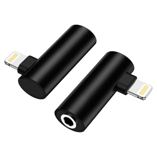 2Pack [Apple MFi Certified] Lightning to 3.5 mm Headphone Adapter Compatible with iPhone 14 13 12 11 Pro XR XS Max X 8 7 6s,iPhone Headphones Jack Adapter Aux to Lightning Cable Dongle Audio Converter - color: Black