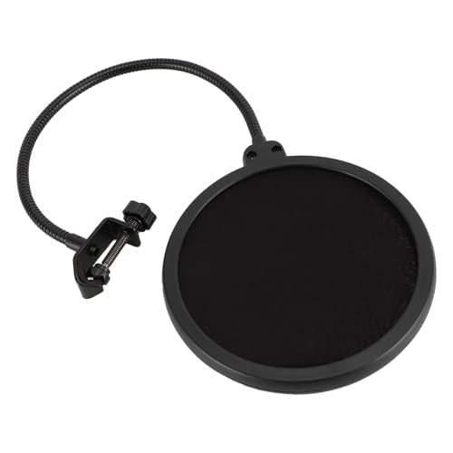 Microphone Pop Filter 360 Degree Adjustable Versatile Sturdy Dual Layered Wind Pop Screen with Gooseneck Stand for Video Studio Home