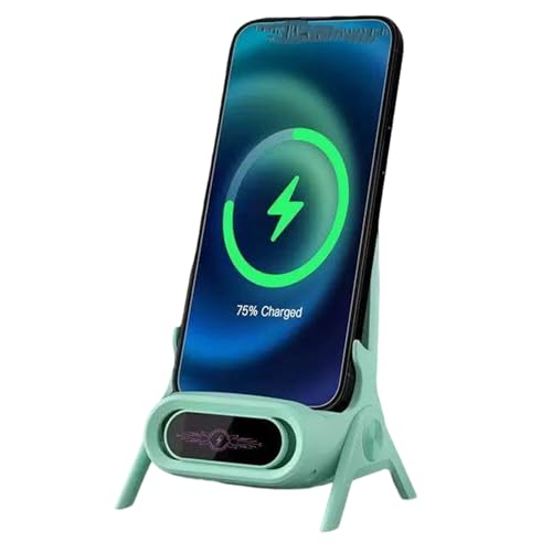 Wireless Charger Stand with Sound Amplifier, Wireless Charging Station 15W Fast Charging Dock, Multi-Device Magnetic Heads, Stable Triangular Design(Color:Green) - color: Green