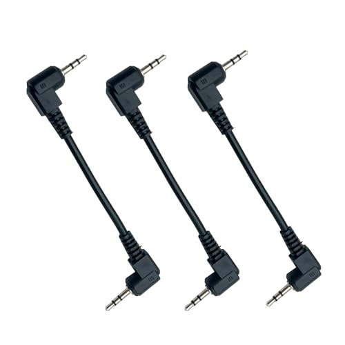Seadream 2.5mm TRS Audio Cable Short, 3Pack 90 Degree 2.5mm Male to Male Double Angle Aux Cable for Headphones, Smartphones, Speakers