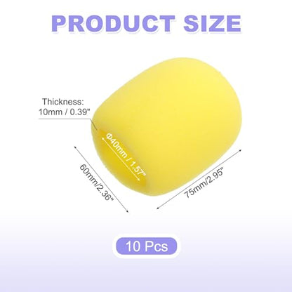 MECCANIXITY 10pcs Microphone Foam Covers, 40mm (1.57") ID 10mm (0.39") Thickness Microphone Windscreen Foam Cover for Most Handheld Microphones, Yellow - color: Yellow