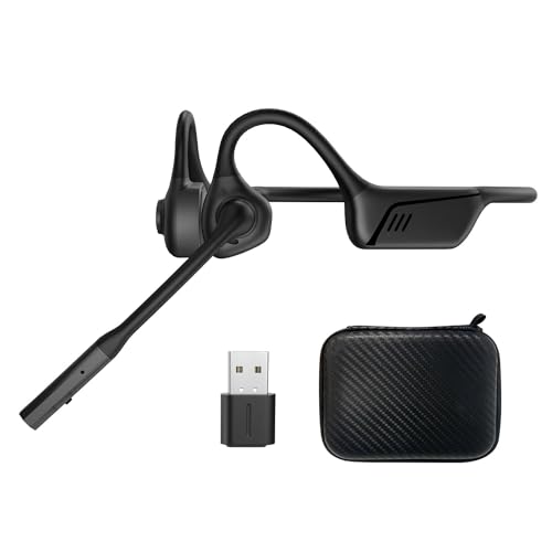 ZIOCOM Open Ear Headphone with Mic, AptX-LL, Compatible with Call, Meeting | BT5.1, Air Conduction Headphone with Mute Button&Noise Canceling, USB-A&C Dongle, Lightweight