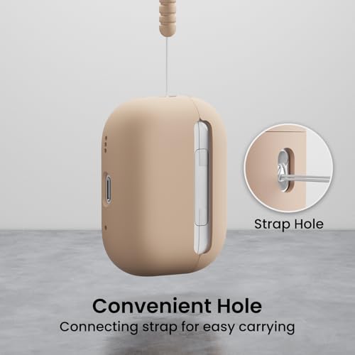 ORNARTO for AirPods Pro 2 Case, Hybrid Silicone, Nude Taupe | Hybrid Silicone Rubber, Front LED Visible, Wireless Charging, Skin-Friendly Soft Touch, Anti-Scratch, Detachable Lanyard - color: Nude Taupe