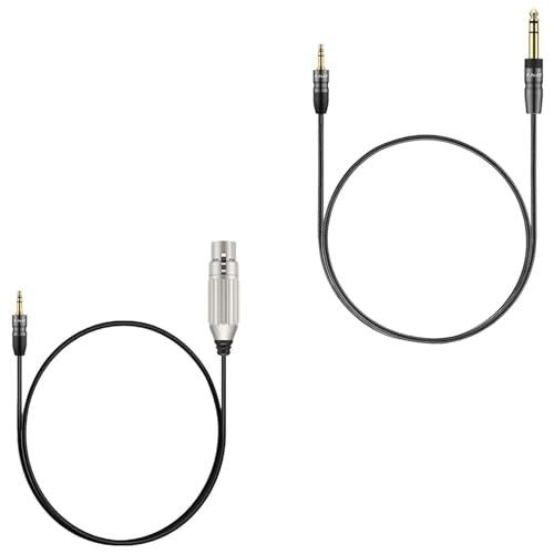J&D XLR Female to 3.5mm TRS Mic Cable Bundle with 3.5mm to 1/4" TRS Audio Cable, Balanced Cord, 3 Feet
