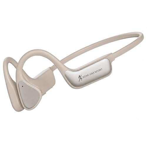 Bone Conduction Headphones, Bluetooth 5.4 Open-Ear Sports Headphones | Wireless with Mic, 12H Playtime, IPX6 Sweatproof, Secure Fit for Running, Cycling and Workouts (Beige) - color: Beige