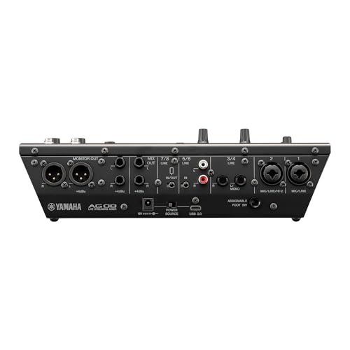 Yamaha AG08 Black 8-Channel USB-C Audio Interface and Live Streaming Mixer | with DSP Effects, Cubase AI & WaveLab Cast - color: Black, style: AG08