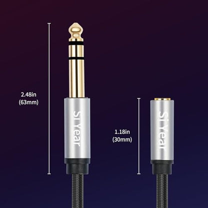 1/4" to 3.5mm Headphone Extension Cable,5FT- 6.35mm Quarter inch Male to 1/8 inch Female Stereo Jack Audio Adapter for Amplifiers, Speaker, Guitar Amp,Home Theater, Mixing Console (1.5m-2PACK) - size: 6.35M-3.5F-2PACK
