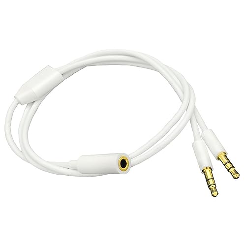 3.5mm Headphone Audio Y Splitter 1Female to2Male TRS Cable19.68in | 3.5mm Splitter Cable Gold-Plated Stereo Jack for PC Smartphone MP4 Earphone Mp3 Speaker 0.5m White