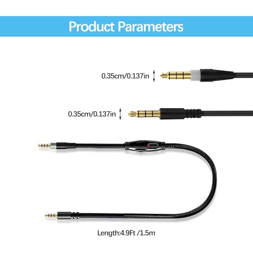 Flylin 2M 3.5mm Replacement Audio Aux Cable, Audio Cord Male to Male Cable | Compatible with Kingston Hyper Cloud and Hyper Cloud Alpha, Gaming Headset with Inline Mute and Volume Control, No Mic