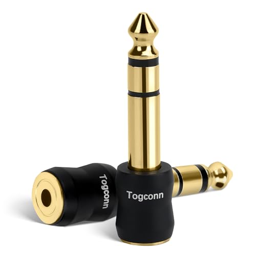 6.35mm 1/4 Inch to 3.5mm 1/8 Inch Adapter 2 Pack, 6.35mm Quarter Inch TRS Stereo Male to 3.5mm Female Jack Plug Gold-Plated Pure Copper Audio Converter Connector Premium Quality Series - color: 6.35mm(TRS) Male to 3.5mm Female, size: 2 Pack