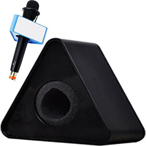 Custom Microphone Logo Live Equipment Box Cube Triangle Interview Box Karaoke mic Flags(Black Triangle) - color: black triangle