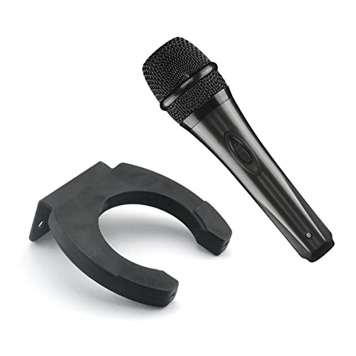 2pcs Microphone Clip Black 44mm ID Microphone Stand Wall Mount Type Clamp with Screws