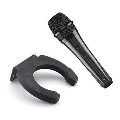2pcs Microphone Clip Black 44mm ID Microphone Stand Wall Mount Type Clamp with Screws