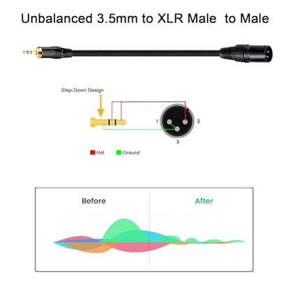 3.5mm to XLR Male Cable 3.3FT, Unbalanced 1/8 Mini Jack TRS Stereo Male to XLR Microphone Audio Cable, 24K-Gold-Plated Contacts for The cleanest Sound Experience - size: 3.3FT, style: 3.5 to XLR Male