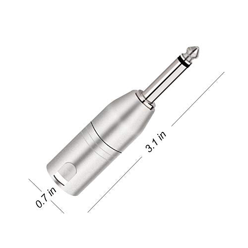 Tisino 1/4" TS Mono to XLR Adapter, Unbalanced Quarter Inch 6.35mm Male to XLR Male Adapters - 2 Pack - color: 1/4" TS to XLRM