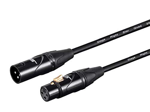 Monoprice Starquad XLR Male to XLR Female Microphone Cable - 100 Feet, 24AWG, Gold Plated Contacts, Black - Stage Right Series - size: 100 Feet
