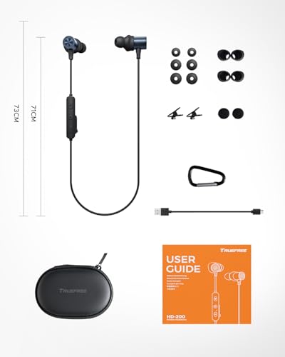 truefree HD-200 Wireless Earbuds, Magnetic Neckband Headphones | Bluetooth 6.0, Wireless Sports Earphones, Spatial Audio, Dual Connection, 20 Hours of Playtime, IP67 Waterproof for Workout