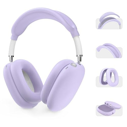 AHASTYLE Silicone Case Cover for AirPods Max 2/1 Headphones (USB-C/Lightning)(2026/2024/2020) [4 in 1] Anti-Scratch Ear Pad Cover/Ear Cups Cover/Headband Pad/Headband Cover AirPods Max Accessories - color: Purple