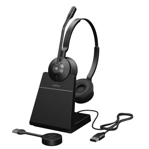 Jabra Engage 55 SE (Second Edition) Dual-Ear Wireless Headset w/Charging Stand and Link 400 USB-A DECT Adapter – Works with All UC Platforms Like Google Meet & Zoom, Black - size: USB-A Adapter, style: All Platforms