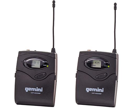 Gemini UHF Dual Headset & Lavalier Wireless Mic System (UHF-6200HL) | Dual UHF headset & lavalier mics, 512-537.5 MHz - auto SYNC pairing - 2 XLR outs + 1/4" summed mix out - LCD, 1U rack mount - style: Dual Lapel Mic