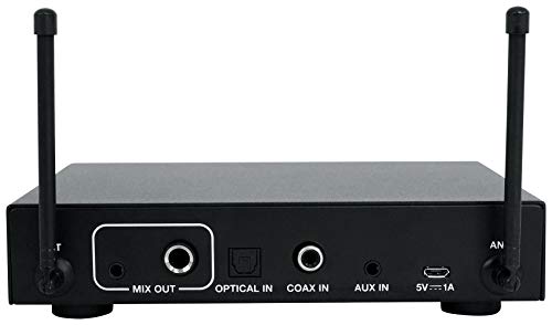 Rockville RKI65BT Dual UHF Wireless Microphones Karaoke Interface, Bluetooth Connectivity, Adjustable Echo, 8 Switchable Frequencies, Perfect for Home Karaoke and Parties | 2 UHF Mics, 8 Frequencies, 200 Ft Range, Optical/Coax/Aux Inputs, 1/4" Mix Output,