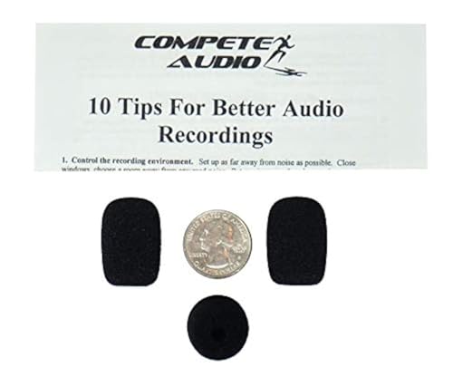 CA525 Small Foam Microphone Windscreens (Microphone Covers) 3-Pack for Telex Airman, Other Headset/Lapel (Lavalier)